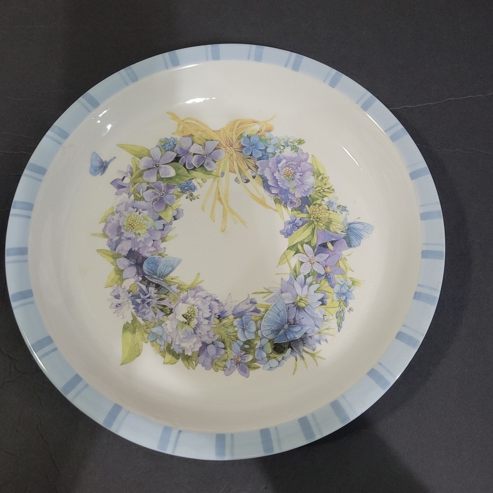 Hallmark Marjolein Bastin Natures Sketchbook Pie Plate Blue White Country 11.5"